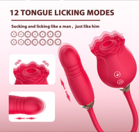 Vibrateur à succion rose à 12 modes, stimulateur clitoridien et point G, jouet double extrémité pour femmes