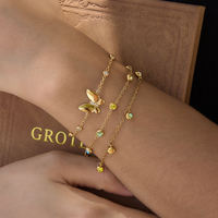 Bracelet papillon en acier inoxydable plaqué or 18 carats BinShuo, chaîne et maillons, zircon cubique étincelant, bijoux tendance pour femmes