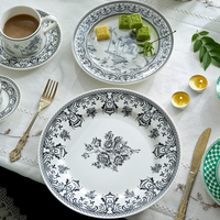 Service de table en porcelaine de luxe 5 pièces, motif paon anglais, écologique, de haute qualité, pour la maison et les réceptions
