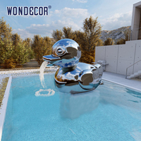 WONDECOR Sculpture de canard abstraite en acier inoxydable avec grand miroir en métal poli pour l'extérieur