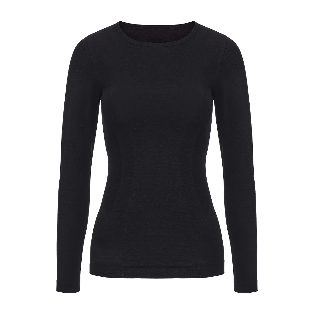 High Quality Winter Black Merino Wool Women Seamless Base Layer