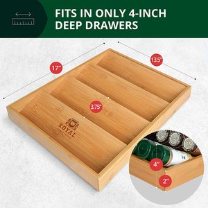 Royal Craft Wood Bamboo Spice Rack Multi Layer Drawer Organizer <b>Storage</b> <b>Tray</b> For Glass Bottles Kitchen Seasoning Holder - Product Image 3