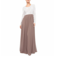 Robe Abaya Maxi en Chiffon à Motifs Floraux pour Femmes, Modeste, Couleur Khaki, Vêtement Musulman