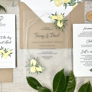 Invitations de mariage classiques de luxe, élégance, acrylique givré pêche - Product Image 5