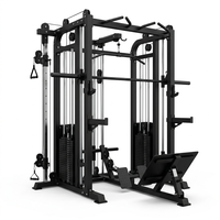 Rack de musculation tout-en-un en acier au carbone avec presse à jambes, machine Smith multifonction et poulie à bras longs pour salle de sport