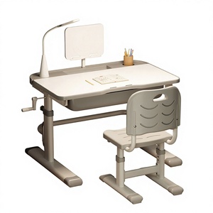 Simple Modern Minimalist PVC Children's Learning Table for Primary School Students' Writing Desk Chair Set with Liftable Feature