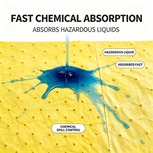 Tampons absorbants jaunes perforés à fossettes, collés par sonoterminaison pour une absorption rapide des déversements de produits chimiques dangereux - Product Image 3
