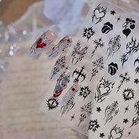 Autocollants d'ongles gothiques foncés en plastique personnalisés, non toxiques, adhésifs, en relief 3D, pour manucure DIY