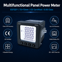 Compteur d'énergie multifonctionnel certifié CE EastSong ES72ZY, triphasé classe 0.5S, RS485 Modbus, 4 quadrants, 72x72, 2DI+2DO, IP65