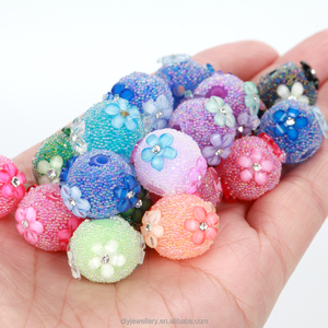 AsVrai U - Cuentas Sueltas de Acrílico/Plástico/Lucita de 15 mm, 1 Pieza, con Forma de Flor y Pedrería Multicolor, para Fabricación de Joyas, <span class=keywords><strong>Pulseras</strong></span> Hechas a Mano - Product Image 4