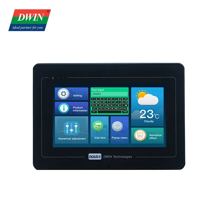 DWIN HMI 7 אינץ תצוגה עם מעטפת 800x480 Uart מגע LCD פנל חכם TFT LCD מודול RS232 RS485 modbus לתעשייה