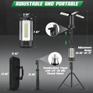 Lampe de <span class=keywords><strong>travail</strong></span> LED multifonctionnelle à énergie solaire, rechargeable, pliable, rétractable, portable, étanche, pour le camping, la randonnée et les excursions - Product Image 6