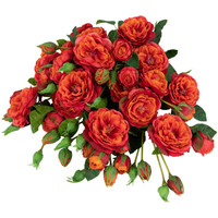 Real Touch Blumen Orange & Rot Künstliche Kamelien rosen mit langem Stiel Diy Braut strauß Hochzeits dekor Kunst blume Seiden rose