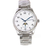 Montre mécanique automatique pour homme de la série Moon Phase - Acier inoxydable, résistante à l'eau 30M