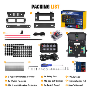 Panel de interruptor de 8 entradas RGB regulable para vehículo, sistema de relé de caja de Control de circuito, Pod - Product Image 6