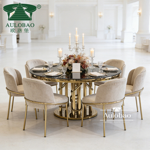 Modern Restaurant Stainless Steel <b>Round</b> Wedding <b>Tables</b> and Chairs for Events - Product Image 2