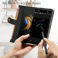 Casing Dompet VIETAO PU Leather & PC Anti Benturan untuk Z Fold7/6/5 dengan Tali Pergelangan Tangan Elektroplating, Slot Pena Lipat & Penyangga