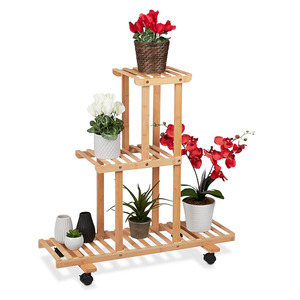 Étagère à fleurs roulantes à l'intérieur de l'étagère pour plantes étagère à fleurs avec 3 étagères et roues pour l'intérieur ou l'extérieur - Product Image 1