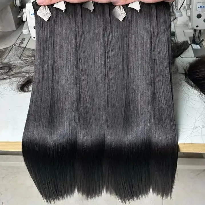 Fasci di capelli vietnamiti doppi Super disegnati di alta qualità Bundle di capelli lisci con osso nero dal fornitore Vietnam Natural Hair