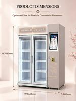 Distributeur automatique réfrigéré intelligent commercial à 8 portes pour bouquets de fleurs fraîches avec écran tactile et paiement par carte et espèces