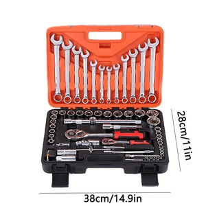 Kit d'outils manuels en acier au chrome-vanadium de 61 pièces, clé à cliquet métrique, réparation mécanique automobile, ensemble d'outils durables - Product Image 2