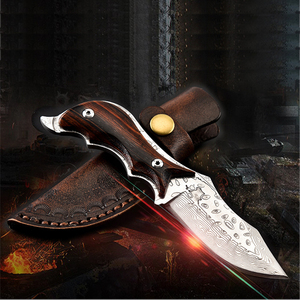 <span class=keywords><strong>Couteau</strong></span> à <span class=keywords><strong>lame</strong></span> fixe <span class=keywords><strong>damas</strong></span> en cuir, pour la chasse en plein air de petite taille, haute qualité sous-vêtement - Product Image 3