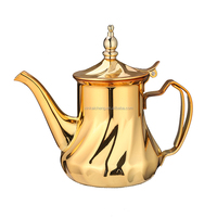 Théière marocaine Dallah en acier inoxydable, rouge et dorée, pour thé et café, de luxe, style moyen-oriental, article très demandé en gros