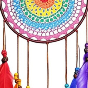 Acchiappasogni Colorato 20x60cm, Mandala Intrecciato da Appendere con Piume, Decorazione Bohémien per la Casa - Product Image 6