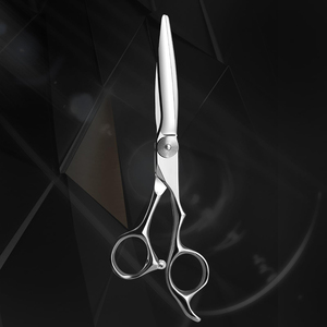 Ciseaux de coiffure professionnels en acier inoxydable pour droitiers, finition argentée, manche pivotant, pour coupes droites - Product Image 5