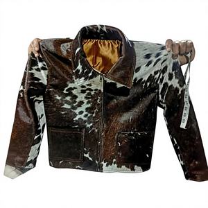 Luxury Cowhide Printed Cropped Bomber <b>Jacket</b> <b>Men's</b> Streetwear Motorbike Racing Waterproof Windproof Autumn Winter 3D - Product Image 1