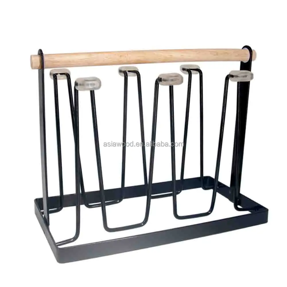 hooks cup storage holder rack kitchen organizer cup drain rack with wood handle stand glass cup drying rack
