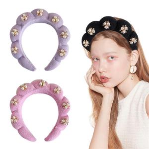 Diadema Vintage de Perlas para Mujer, Diadema Deportiva de Esponja Trenzada para Maquillaje, Accesorios para el Cabello - Product Image 2