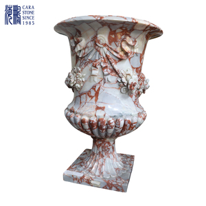 天然大理石モダンデザイン手作り赤天然大理石花瓶カスタム大理石花瓶、ホームリビングルームの装飾に - Product Image 1
