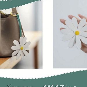 Wholesale Pu Leather Beautiful Luxury Women Pendant Elegant Pretty Promotional Flower Keychain <b>Bag</b> <b>Charms</b> - Product Image 3