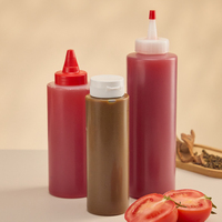 250ml 360ml 500ml Emballage de bouteille de sauce de qualité alimentaire vide LDPE PET PCR pot de miel bouteille transparente bouteille de sauce réfrigérée en plastique