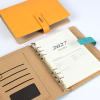 Agenda 2027 : Couverture de planificateur A5 en cuir à 6 anneaux, système Discbound, avec pages amovibles et recharges – Prix compétitif