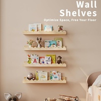 Étagère murale en bois pour enfants, étagère murale pour livres pour tout-petits, bibliothèque Montessori, meubles de crèche, étagère à livres avec crochets