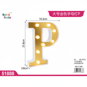 Grande Lampada LED a Forma di Lettera P Dorata per Illuminazione Festa di San Valentino, Durata 50000 Ore, Dimmerabile, Senza Batteria - Product Image 2