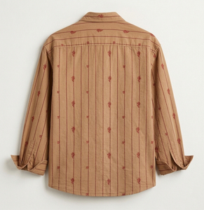 Chemises décontractées en coton pour hommes à rayures teintes, coupe classique, manches longues, fermeture boutonnée avec broderie – Prix exceptionnels - Product Image 2