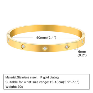 Gelang bandul zirkon kotak untuk pria, perhiasan gratis 18k lapis emas baja tahan karat - Product Image 5