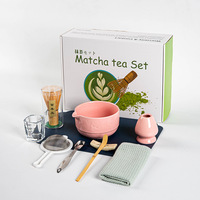 Offre Spéciale Nouveau Kit Matcha Japonais Fait Main Classique 10 Pièces en Porcelaine Céramique de Qualité Alimentaire 500ml avec Bol à Thé et Support pour Fouet