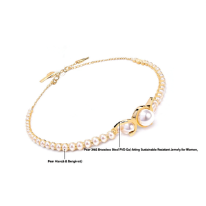 Bracelet en perles en acier inoxydable 316L plaqué or PVD, bijoux durables et résistants pour femmes - Product Image 2