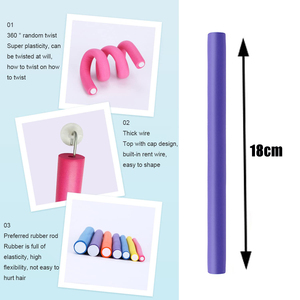 Rizadores de pelo <span class=keywords><strong>sin</strong></span> <span class=keywords><strong>calor</strong></span> de 18cm de longitud, varillas rizadoras <span class=keywords><strong>sin</strong></span> <span class=keywords><strong>calor</strong></span>, herramientas de peluquería DIY, rodillos de pelo de goma con esponja flexible giratoria para dormir - Product Image 5