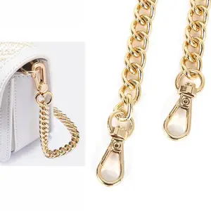 Cadena plana de repuesto de Metal para bolso, cadena de lujo para prendas de vestir, con cierre de plata y oro, proveedor de China