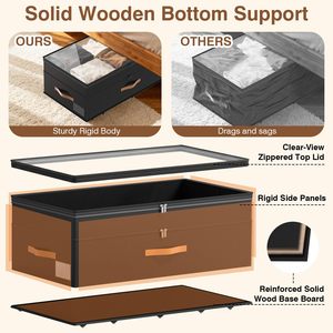 Contenedor de Almacenamiento Debajo de la Cama XXL de 90L con Ruedas, Contenedores de Almacenamiento con Ruedas Ajustables en Altura con Tapas Transparentes, Cajones Debajo de la Cama para Dormitorio - Product Image 3