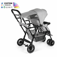 Poussette double pour jumeaux, pliable, dossier réglable, espace spacieux, freins, pour tout-petits de 0 à 3 ans, confortable