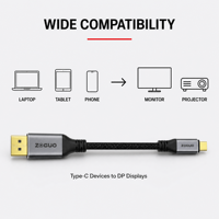 Câble USB C vers DP 4K60Hz, adaptateur vidéo Type-C vers DP, câble tressé avec coque en aluminium pour ordinateur portable MacBook et moniteur