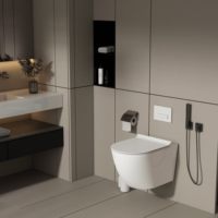 Design simple moderne monobloc mural rond P-Trap chasse d'eau à double chasse d'eau cachée toilette en céramique