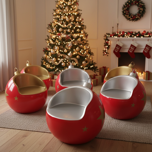 Silla Comercial <span class=keywords><strong>de</strong></span> Fibra <span class=keywords><strong>de</strong></span> Vidrio con Forma <span class=keywords><strong>de</strong></span> Bola <span class=keywords><strong>de</strong></span> Navidad, Diámetro 80cm, Impermeable para Exterior, Resistente a Rayos UV, Adorno Navideño para Compras - Product Image 1