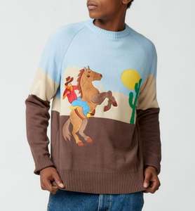 Pull-over brodé personnalisé à col rond, manches longues, dessin animé, pull-over tricoté pour hommes - Product Image 1